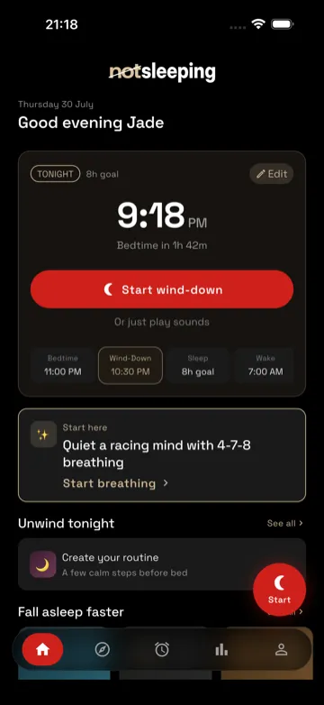 Notsleeping app screenshot