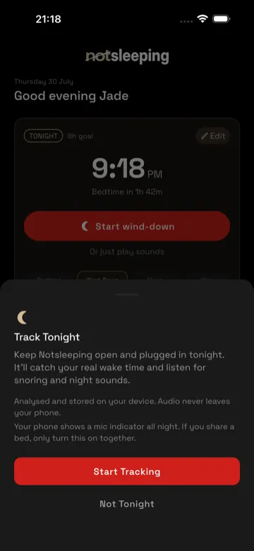 Notsleeping app screenshot