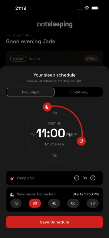Notsleeping app screenshot