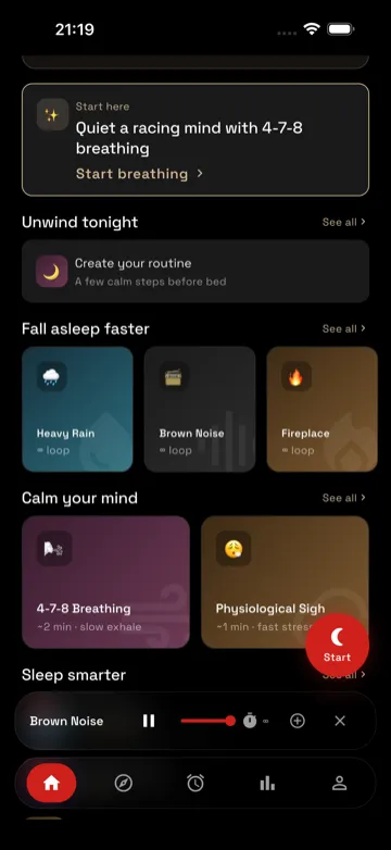 Notsleeping app screenshot